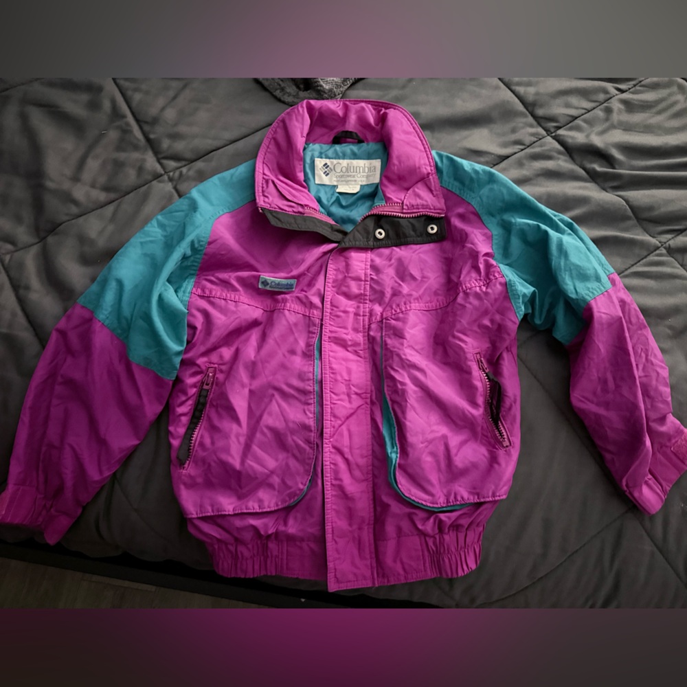 Columbia Kids' Vibrant Purple and Teal Raincoat